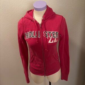 Pink Hollister zip up hoodie